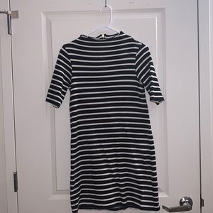 French connection black and white striped dress